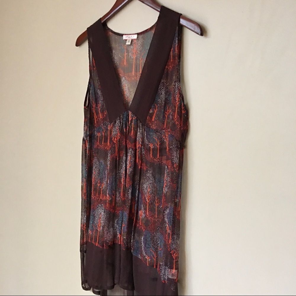 Lux | sheer silk brown flowy boho tunic | small